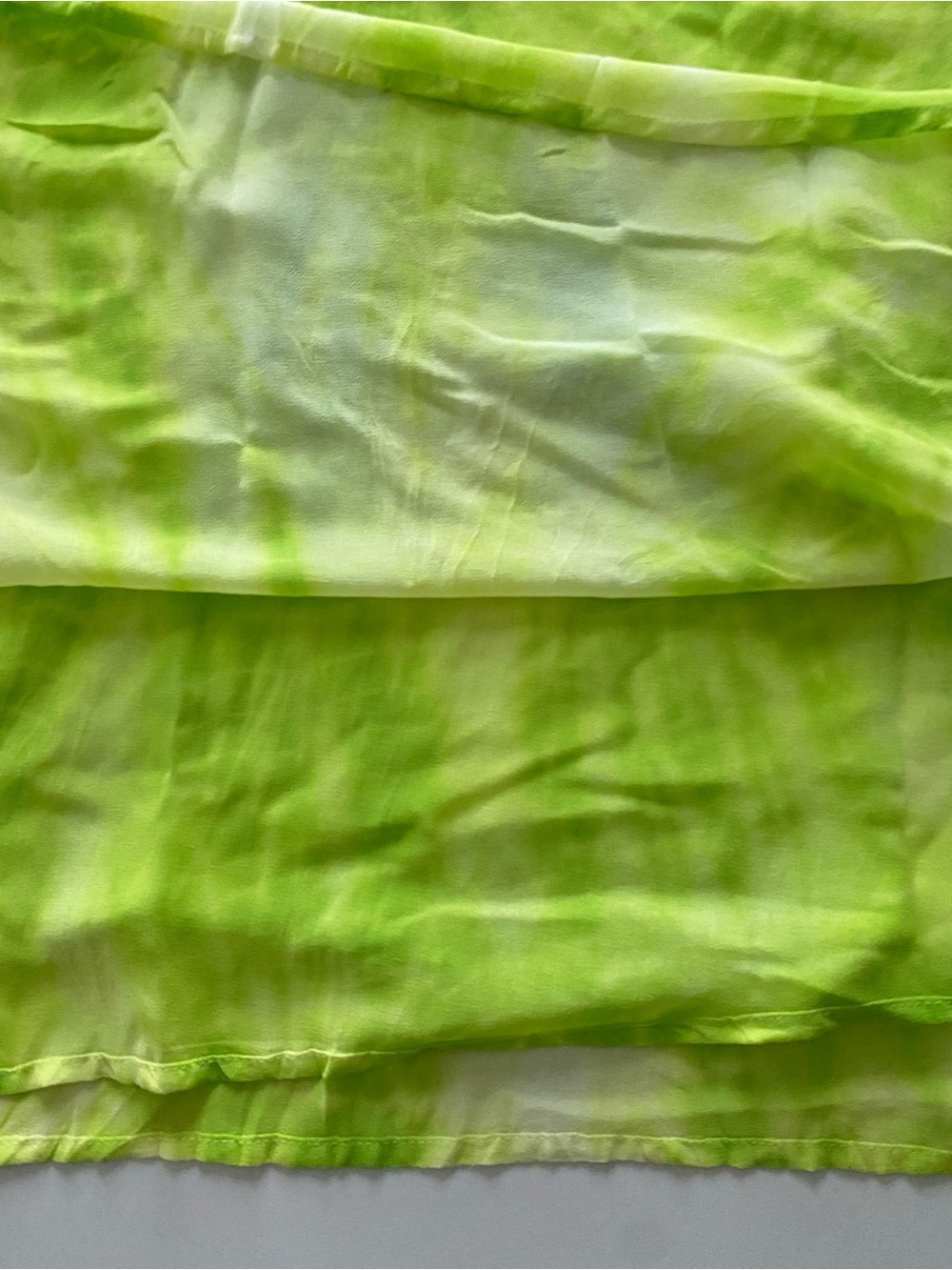 Diane Gilman Lime Green Tie-Dye Beaded V-Neck Kaftan Beach Resort Vacation Top M - Picture 9 of 14